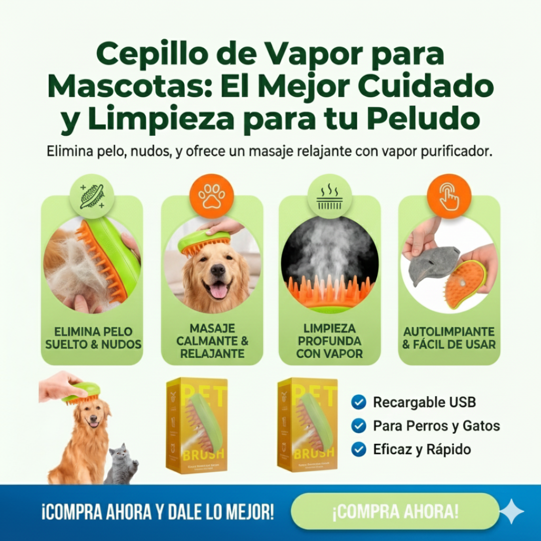 Cepillo a Vapor Premium Para Mascotas